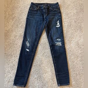 White House Black Market Dark Blue Distressed Skinny Jeans